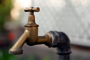 Close up shot of a garden tap
