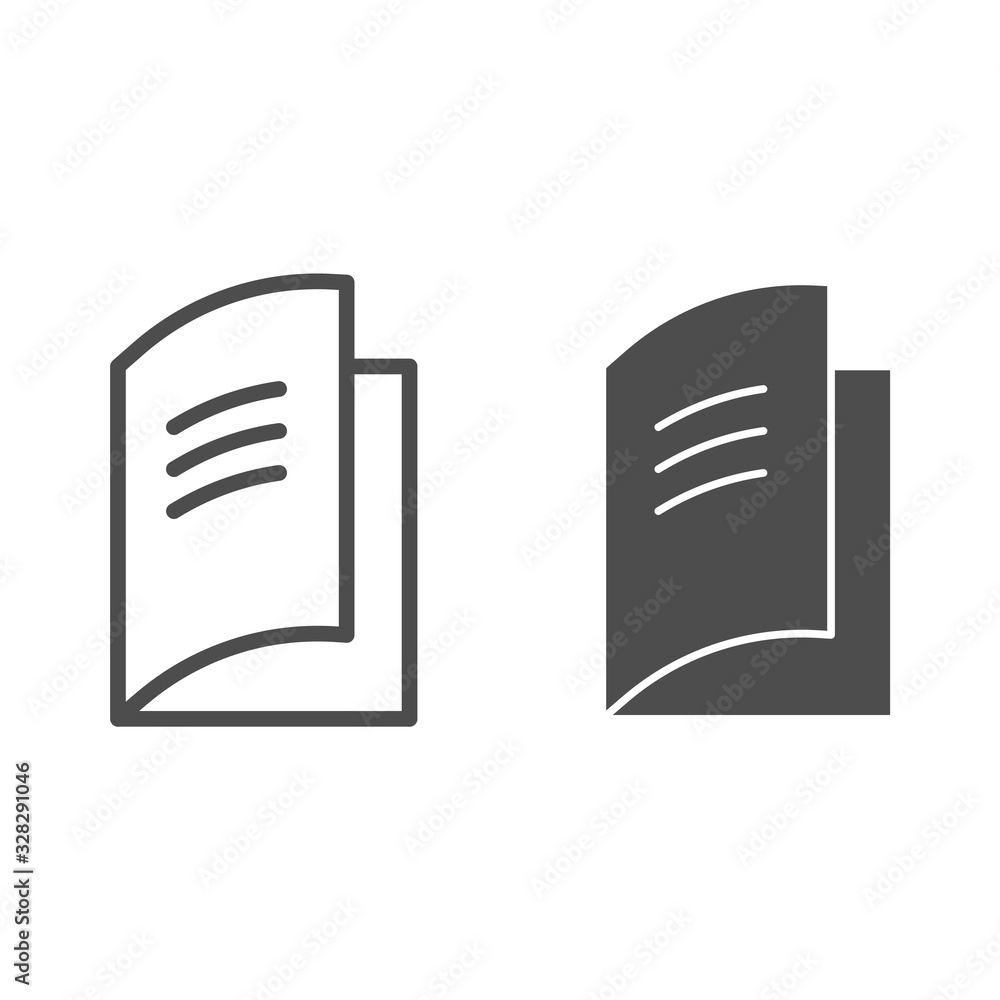 Poster logbook line and solid icon. paper diary or daybook silhouette symbol, outline style pictogram on wh