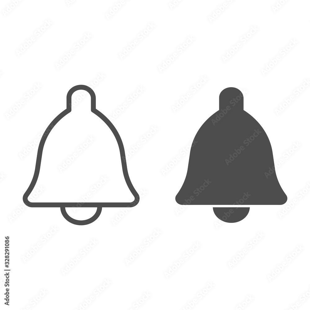 Poster bell alert line and solid icon. alarm message or notification sound symbol, outline style pictogram 