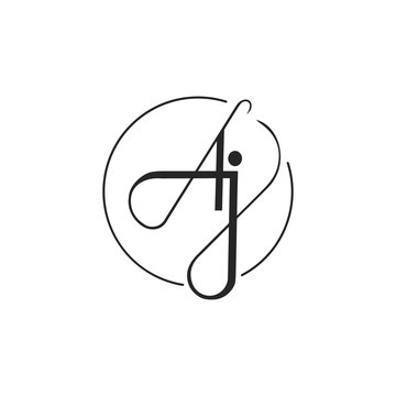 A and J letter monogram logo design