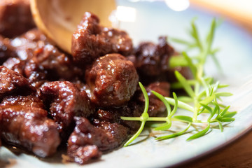 The process of cooking beef