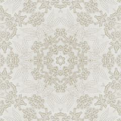 White geometric pattern like embroidery texture. 3d object. 