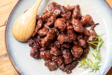 The process of cooking beef