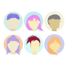People user icons in flat Casual style. Different male and female avatars. Men and women faces collection set. Vector illustration.
