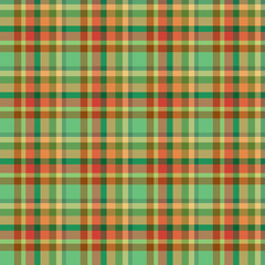 Seamless pattern in marvelous green, red, orange and brown colors for plaid, fabric, textile, clothes, tablecloth and other things. Vector image.