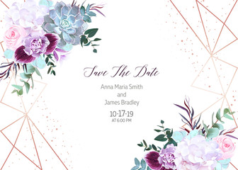 Polygonal floral vector design frame with glitter © lavendertime