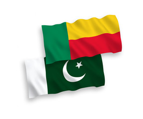 Flags of Pakistan and Benin on a white background
