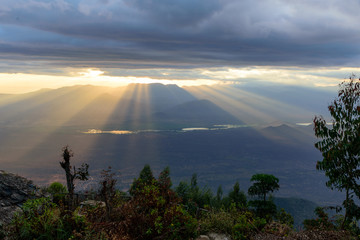 Sunset over the Tanzanian savanna, view from the Usambara mountains