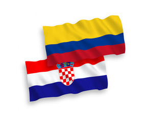 Flags of Colombia and Croatia on a white background