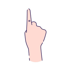 Hand showing one count line icon. Pointing hand. Make the index finger up gesture. Pictogram for web page, mobile app, promo. UI UX GUI design element. Editable stroke.
