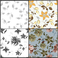 Vector spring abstract background flowers seamless pattern