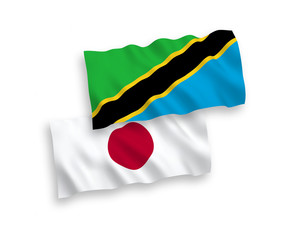 Flags of Japan and Tanzania on a white background