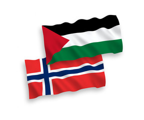 Flags of Norway and Palestine on a white background