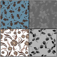 Vector spring abstract background flowers seamless pattern