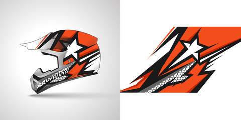 Racing helmet wrap decal and vinyl sticker design illustration.
