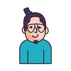 Isolated avatar man with glasses fill style icon vector design