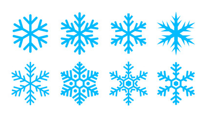 Blue snowflake icon collection