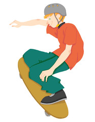 スケートボードを楽しむ男の子のイラスト（シームレス）