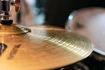 Fototapeta na wymiar Percussion instrument. A plate of copper. Drums.