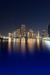 Fototapeta premium Tokyo city at night. Long Exposure. Skyscraper