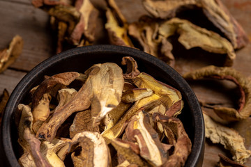 Dried mushrooms on a plate