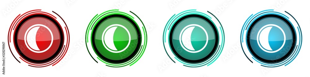 Fototapete moon round glossy vector icons, set of buttons for webdesign, internet and mobile phone applications