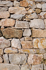 Stacked stone wall with different shaped blocks