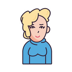 Isolated avatar woman wth sweater fill style icon vector design