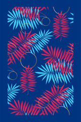 Trendy Tropical Design Seamless pattern with Leaf Palm trees in vector.