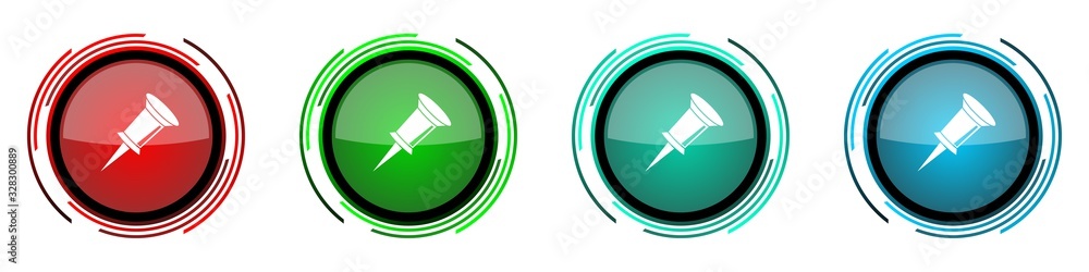 Aufkleber pin round glossy vector icons, set of buttons for webdesign, internet and mobile phone applications 