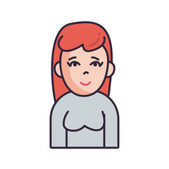 Isolated avatar woman wth sweater fill style icon vector design