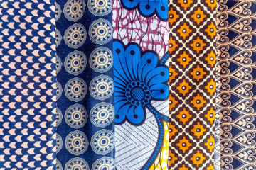 Colorful fabrics with african patterns in Mozambique