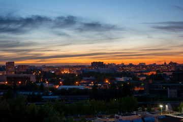 colorful sunset over the city