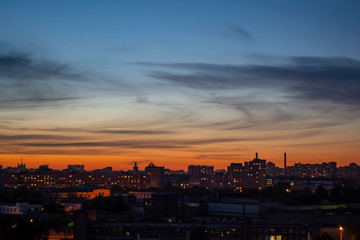 colorful sunset over the city