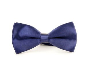 Blue bow-tie on white background. isolated photo.