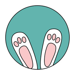 feets of rabbit in frame circular vector illustration design