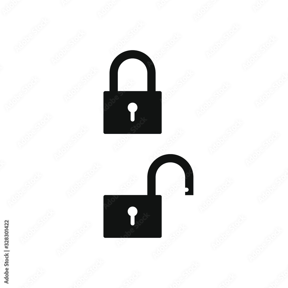 Aufkleber lock and unlock icon symbol. padlock open and closed sign. security access logo. vector illustration