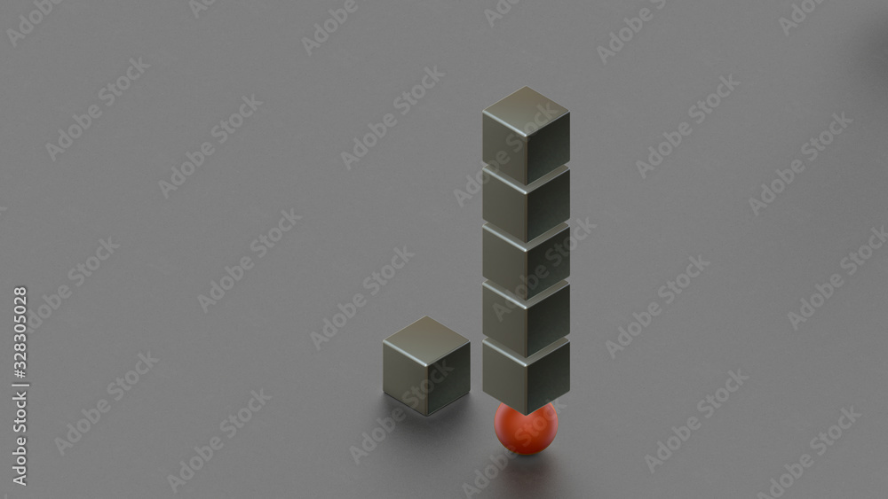 Poster 3d rendering of an object that consists of metal cubes. abstract form, illustration for screensavers