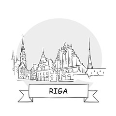 Fototapeta premium Riga Cityscape Vector Sign
