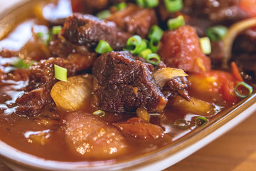 Traditional home-made, stir fried beef