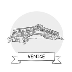Venice Rialto Bridge Vector Sign