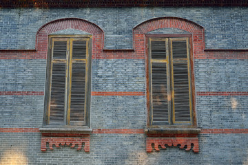 A close-up of the old folk buildings in Shanghai, China