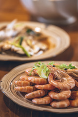 Chinese food, delicious steamed shrimp