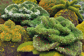 Three dimensional green plant landscape sculpture details