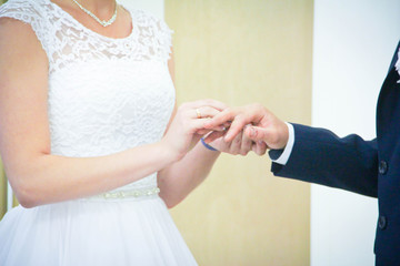 Obraz na płótnie Canvas wedding ring exchange