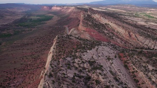 Comb Ridge and Comb Wash in Utah Aerial Drone Flyover of Landscape Scenery