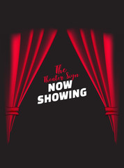 Background with red theatre curtain. Vector illustration