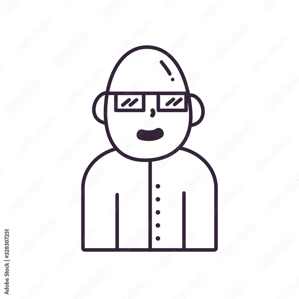 Poster isolated avatar man with glasses line style icon vector design