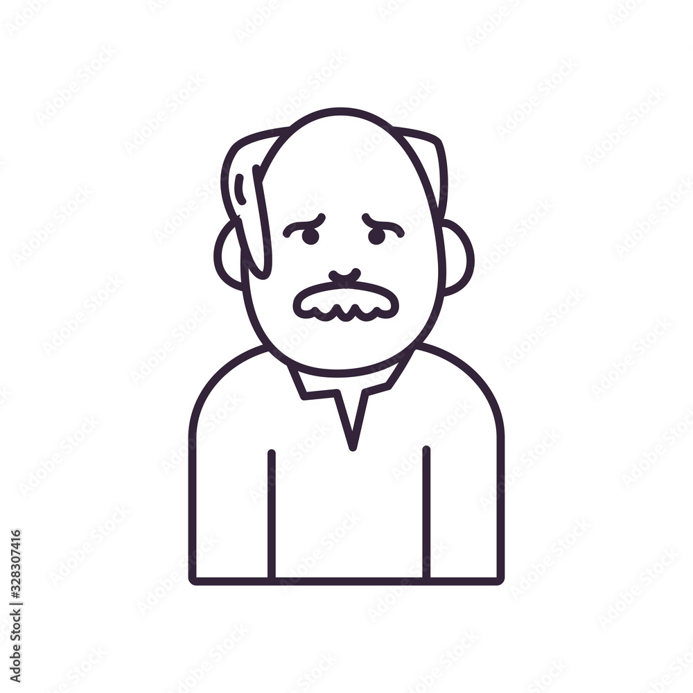 Poster isolated avatar man with mustache line style icon vector design