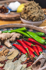 Red pepper and green pepper are among many food ingredients